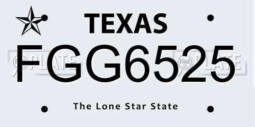FGG6525 Texas License Plate