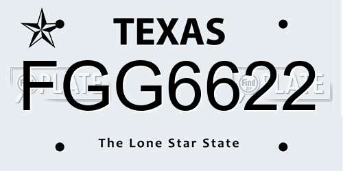 FGG6622 Texas License Plate