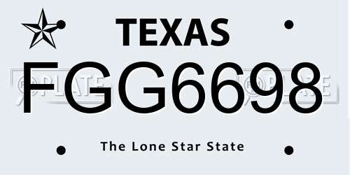 FGG6698 Texas License Plate