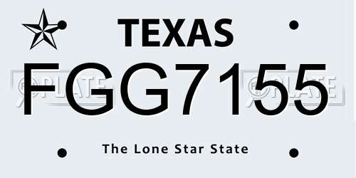 FGG7155 Texas License Plate
