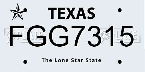 FGG7315 Texas License Plate