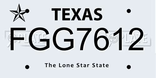 FGG7612 Texas License Plate