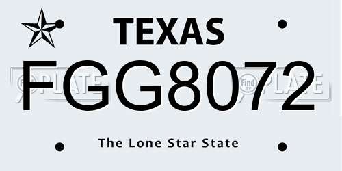 FGG8072 Texas License Plate