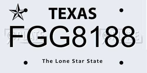 FGG8188 Texas License Plate