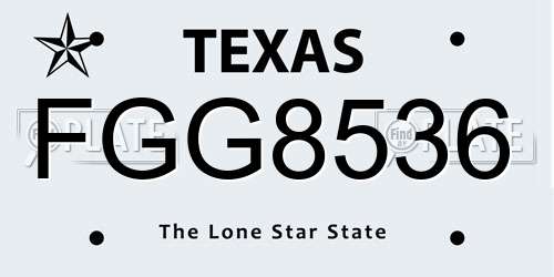 FGG8536 Texas License Plate
