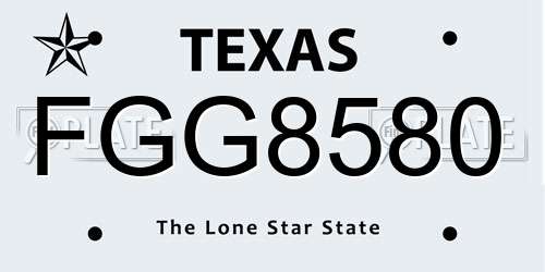 FGG8580 Texas License Plate