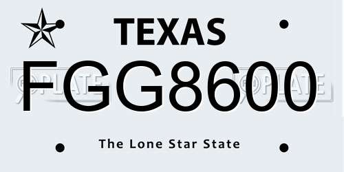 FGG8600 Texas License Plate