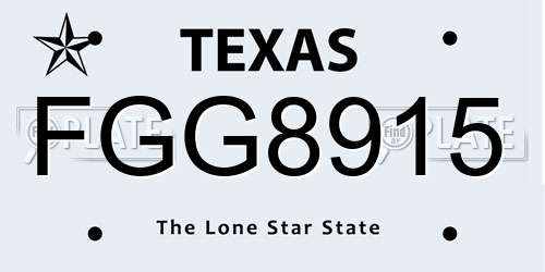 FGG8915 Texas License Plate