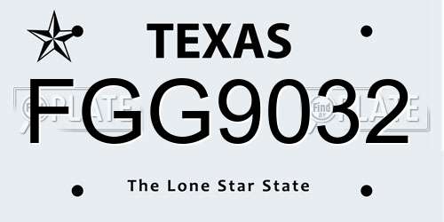 FGG9032 Texas License Plate