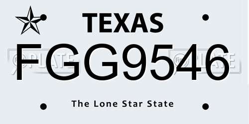 FGG9546 Texas License Plate