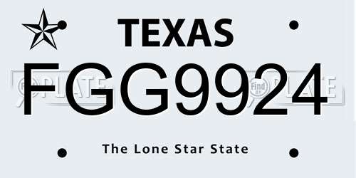 FGG9924 Texas License Plate