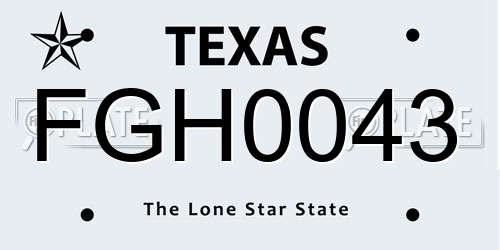 FGH0043 Texas License Plate