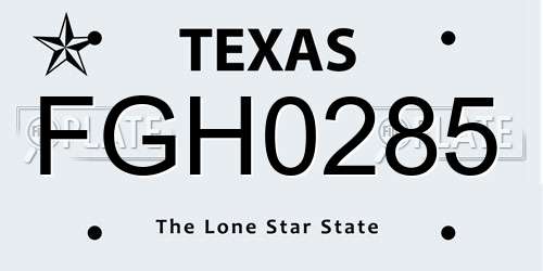 FGH0285 Texas License Plate