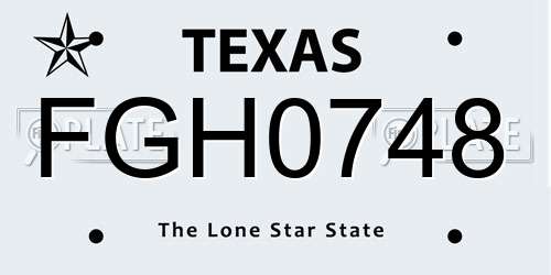 FGH0748 Texas License Plate