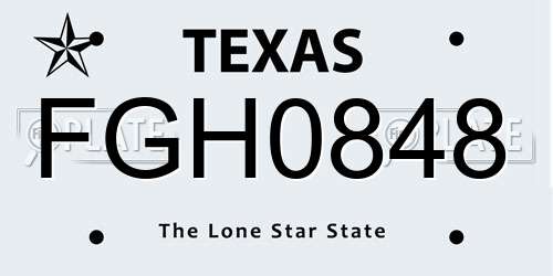 FGH0848 Texas License Plate