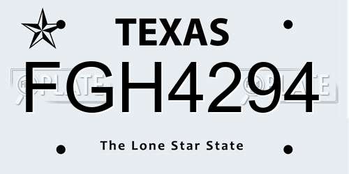 FGH4294 Texas License Plate