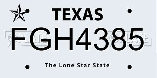 FGH4385 Texas License Plate