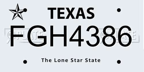 FGH4386 Texas License Plate