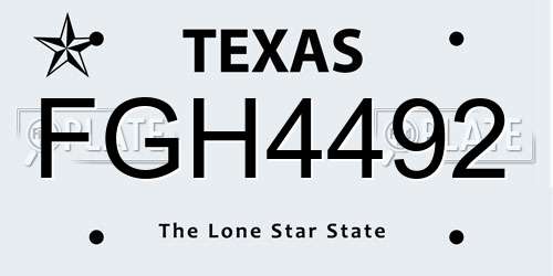 FGH4492 Texas License Plate