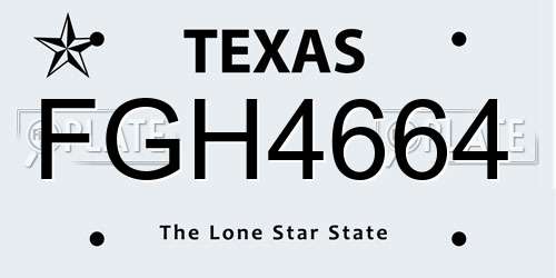 FGH4664 Texas License Plate