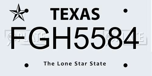 FGH5584 Texas License Plate
