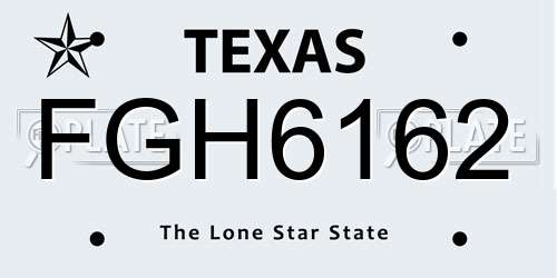 FGH6162 Texas License Plate