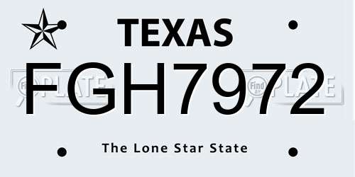 FGH7972 Texas License Plate