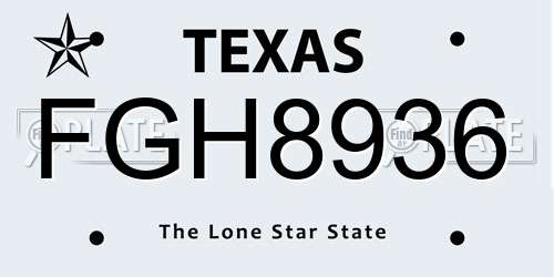 FGH8936 Texas License Plate
