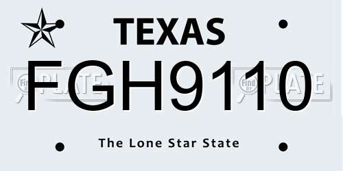 FGH9110 Texas License Plate