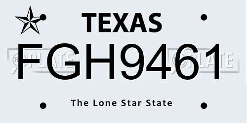 FGH9461 Texas License Plate