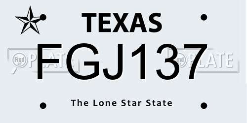 FGJ137 Texas License Plate