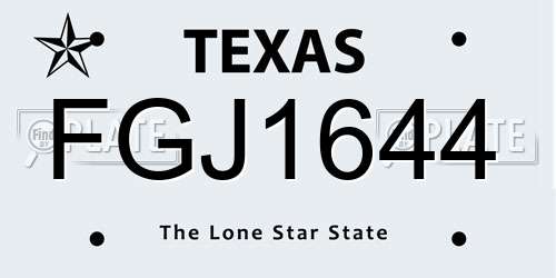 FGJ1644 Texas License Plate