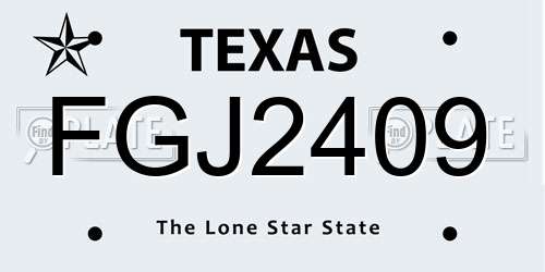 FGJ2409 Texas License Plate
