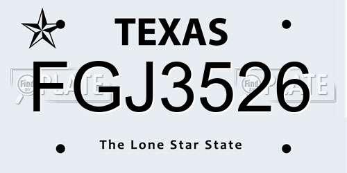 FGJ3526 Texas License Plate