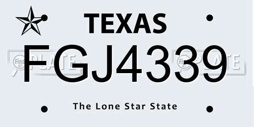 FGJ4339 Texas License Plate