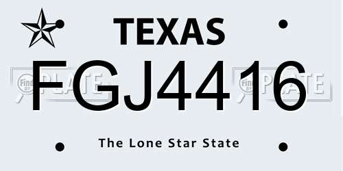 FGJ4416 Texas License Plate