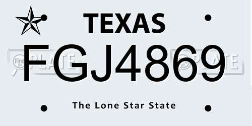 FGJ4869 Texas License Plate