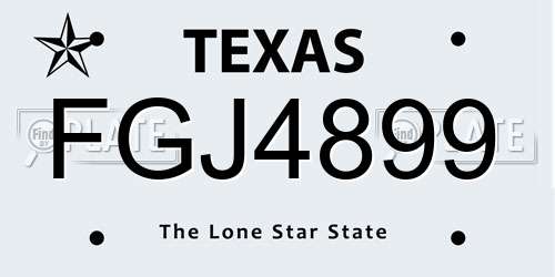 FGJ4899 Texas License Plate