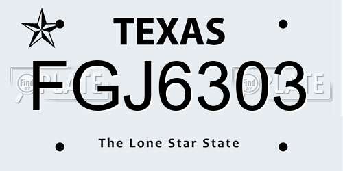FGJ6303 Texas License Plate