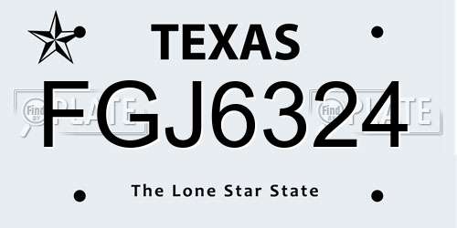 FGJ6324 Texas License Plate