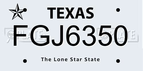 FGJ6350 Texas License Plate