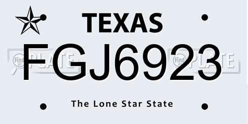 FGJ6923 Texas License Plate