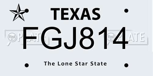 FGJ814 Texas License Plate