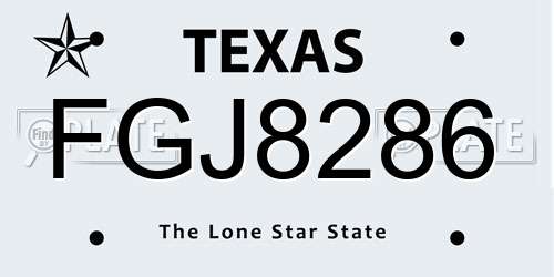 FGJ8286 Texas License Plate