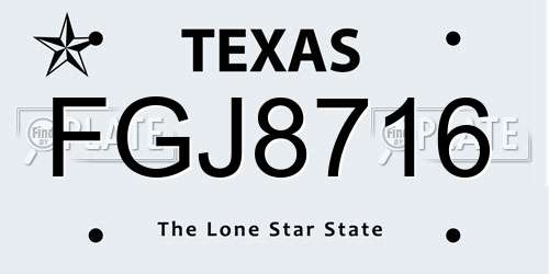 FGJ8716 Texas License Plate