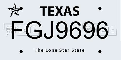FGJ9696 Texas License Plate