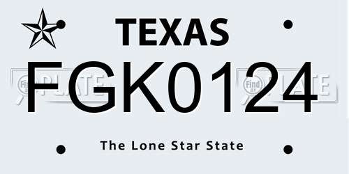 FGK0124 Texas License Plate