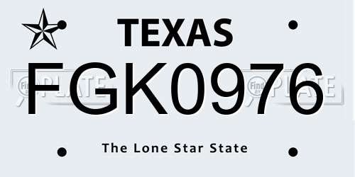 FGK0976 Texas License Plate