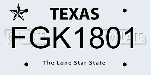 FGK1801 Texas License Plate