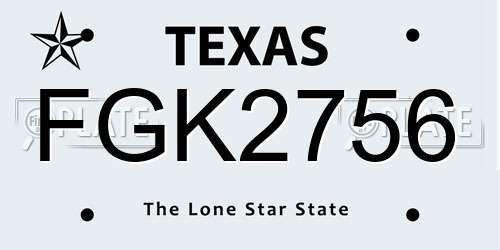 FGK2756 Texas License Plate